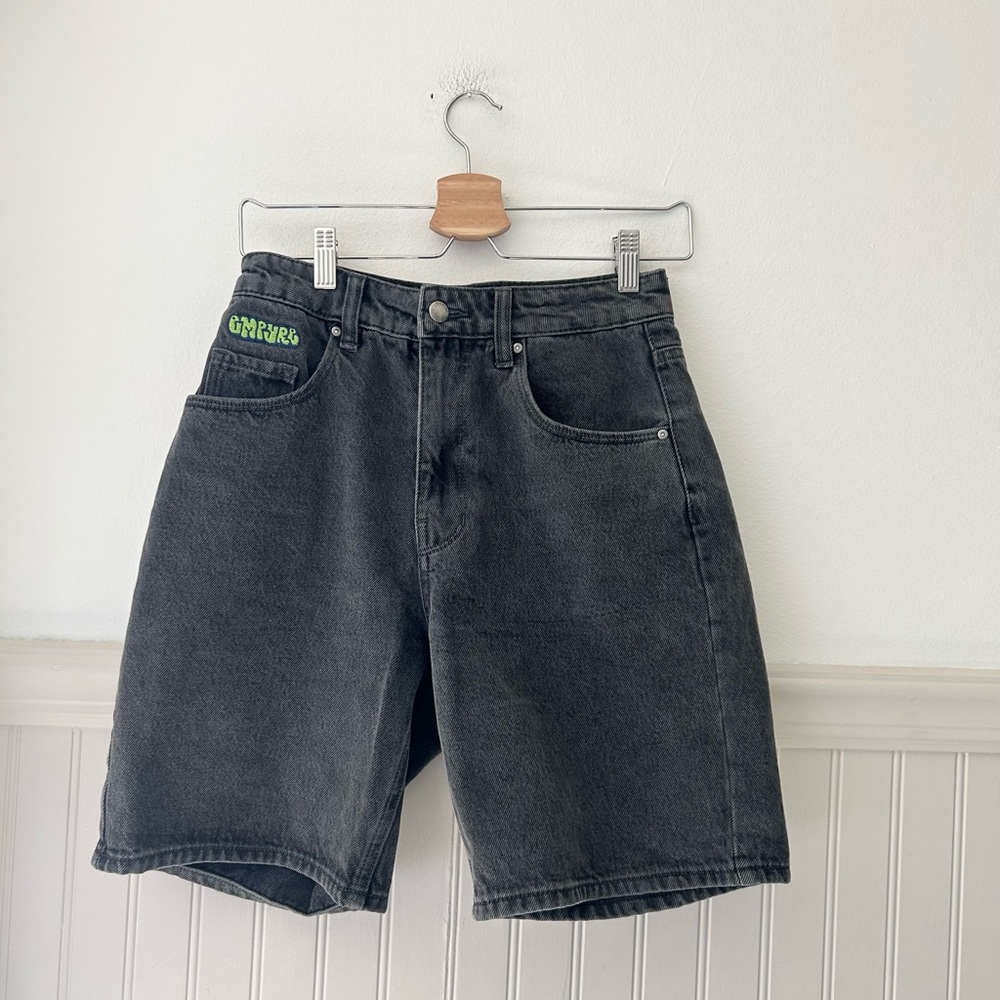 Empyre Loiter Obscure Black Denim Shorts Size 1 Skate Streetwear